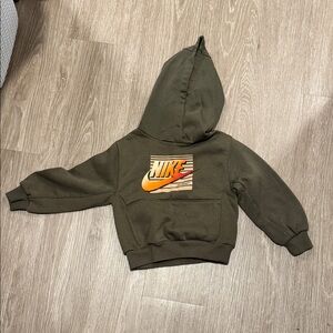 Nike Kids Green Hoodie with Orange Logo